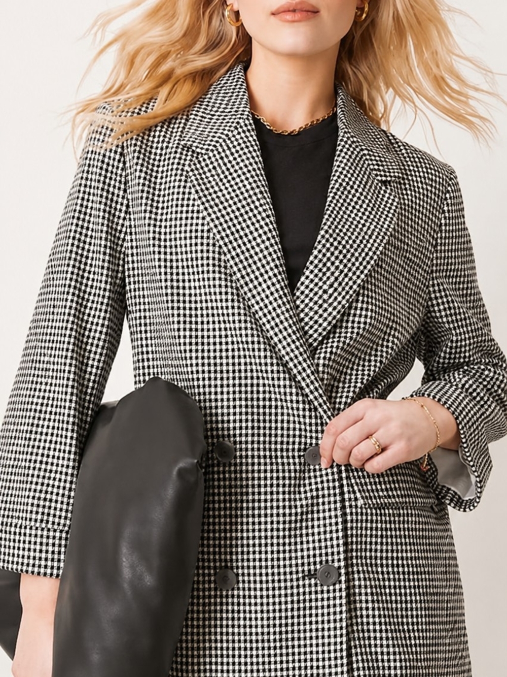 Abercrombie & Fitch Black and White Houndstooth Blazer
